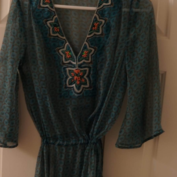 Turquoise printed beach cover up/tunic - Picture 3 of 4